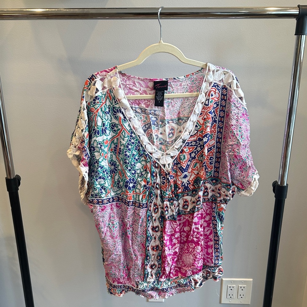 Torrid Multicolor Patchwork Blouse